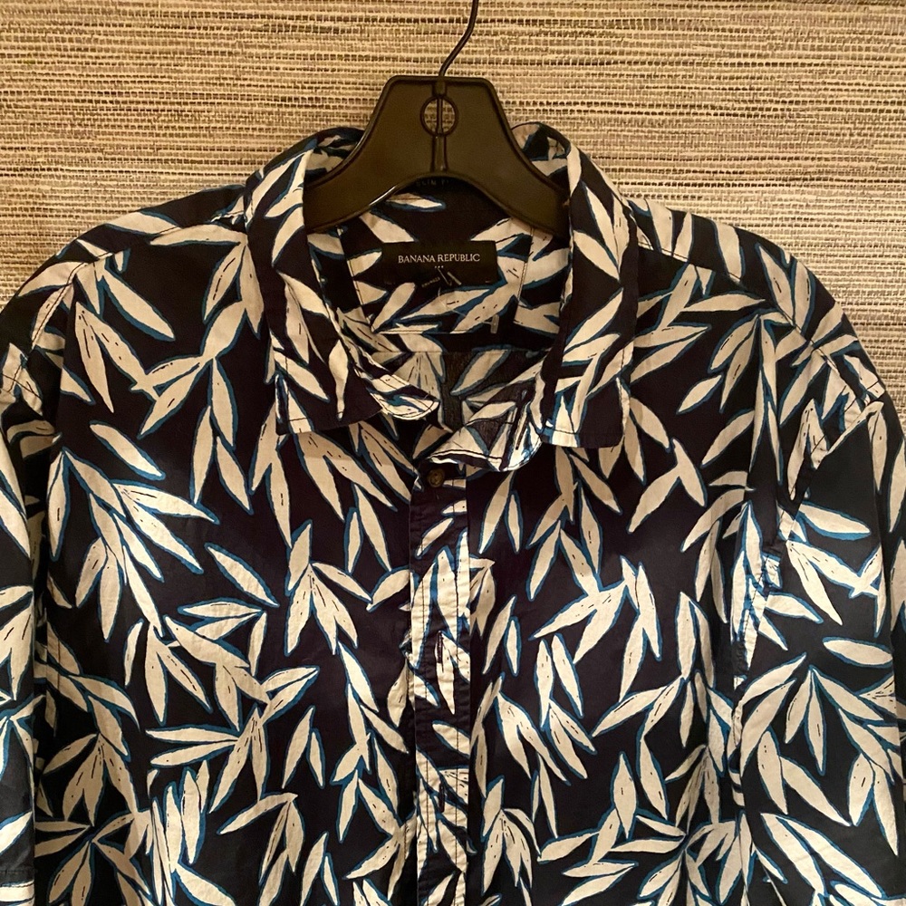 Modern tropical bamboo print camp shirt